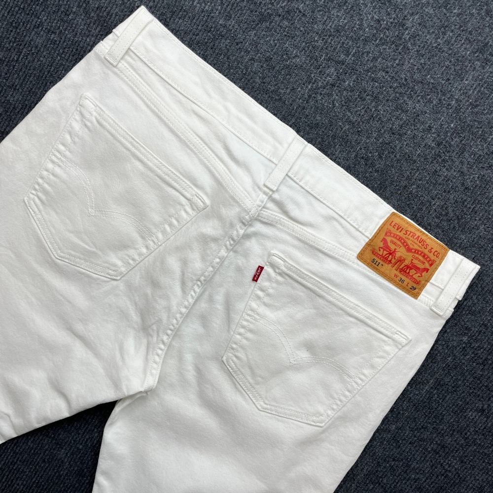 Levi's 511 Slim Fit White Jeans Mens 36x29 Modern Streetwear Denim